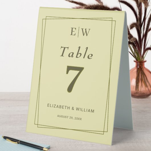 Plaque De Table Elegant Frame on Celestial Yellow Monogram Wedding (En SItu (Tableau))