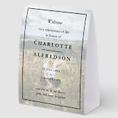 Plaque De Table Elegant Funeral | Chic Memorial Service Photo (Arrière)