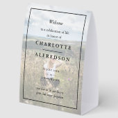 Plaque De Table Elegant Funeral | Chic Memorial Service Photo (Recto)