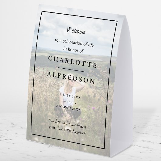 Plaque De Table Elegant Funeral | Chic Memorial Service Photo