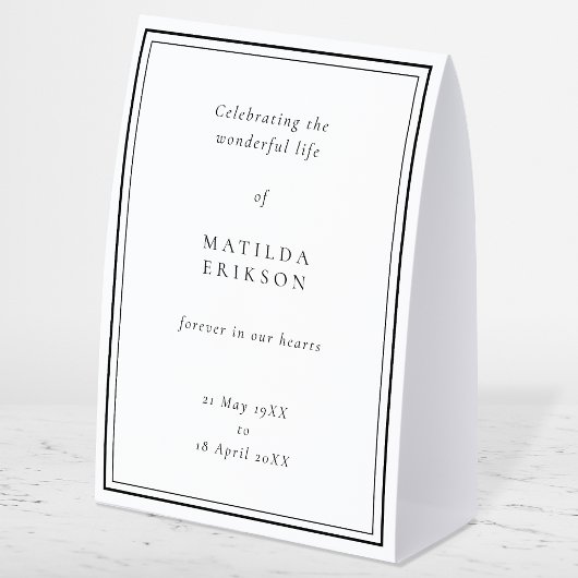 Plaque De Table Elegant Funeral | Classic Celebration of Life