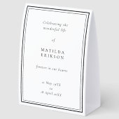 Plaque De Table Elegant Funeral | Classic Celebration of Life (Arrière)
