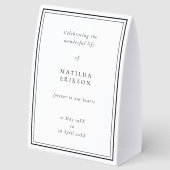Plaque De Table Elegant Funeral | Classic Celebration of Life (Recto)