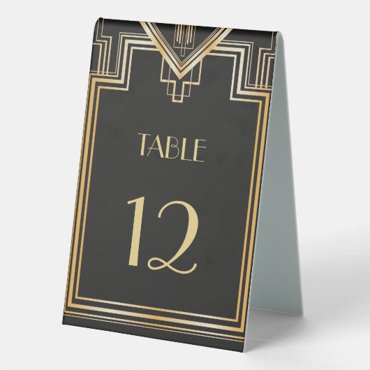 Plaque De Table Élégant Gold et Black Seating Chart (Verso)