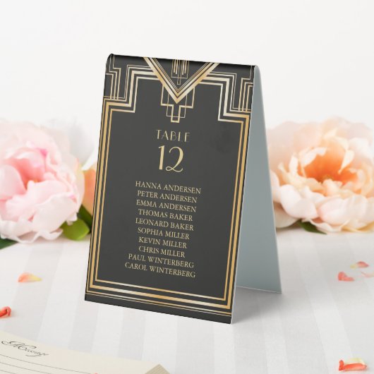 Plaque De Table Élégant Gold et Black Seating Chart (In SItu (Mariage))