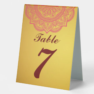 Plaque De Table Elégant Gold et REd Indian Paisley Mariage Table
