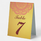 Plaque De Table Elégant Gold et REd Indian Paisley Mariage Table (Verso)