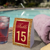 Plaque De Table Elegant Gold Maroon Red Wedding Table Number (InVersositu (sur table))