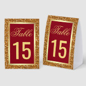 Plaque De Table Elegant Gold Maroon Red Wedding Table Number (Recto/verso)