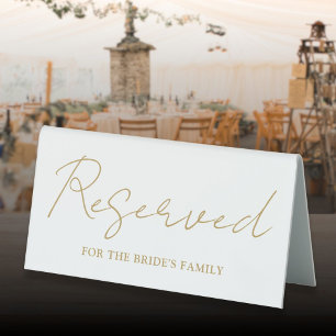 Plaque De Table Élégant Gold Minimalist Script Réservé