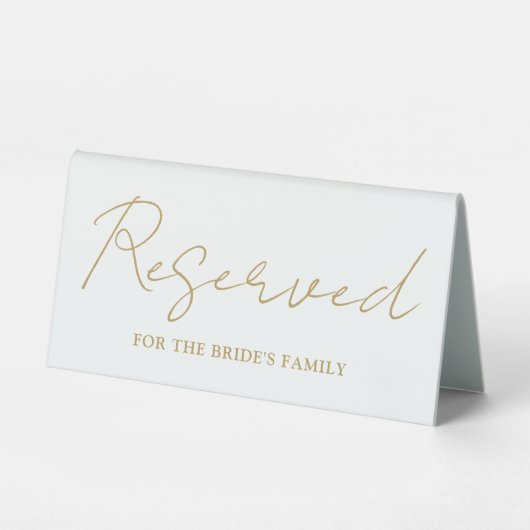 Plaque De Table Élégant Gold Minimalist Script Réservé (Recto)