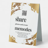 Plaque De Table Elegant Gold QR Code Photo Mariage livre d'or (Verso)