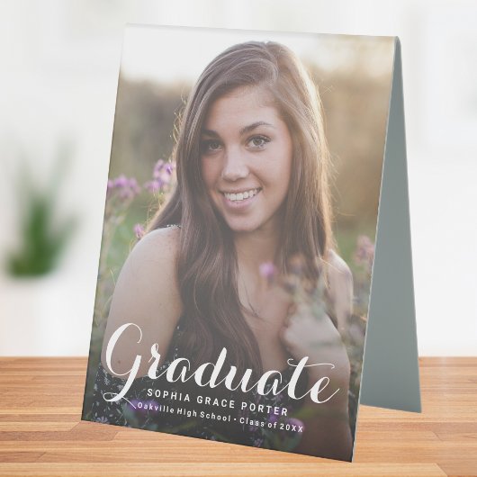Plaque De Table Elegant Graduation Photo Grad Party