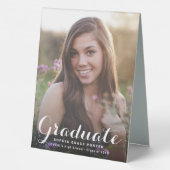 Plaque De Table Elegant Graduation Photo Grad Party (Verso)