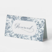 Plaque De Table Élégant gravé Bleu Français Floral Réservé (Recto)