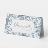 Plaque De Table Élégant gravé Bleu Français Floral Réservé (Verso)