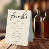 Plaque De Table Elégant ivoire Simple Mariage Bar Menu Boissons