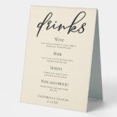Plaque De Table Elégant ivoire Simple Mariage Bar Menu Boissons (Recto)
