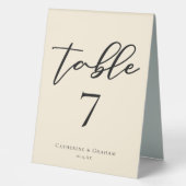 Plaque De Table Élégant Ivoire Simple Script Mariage Numéro de tab (Recto)