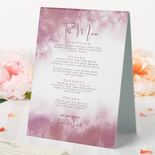 Plaque De Table Elégant marbre aquarelle mariage table menu pied (In SItu (Mariage))