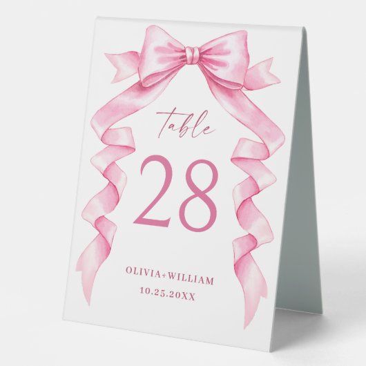 Plaque De Table Élégant Mariage à mâchoire douce rose (Recto)