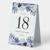 Plaque De Table Élégant Mariage bleu bleu floral Dusty Numéro de t (Verso)