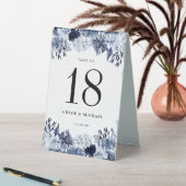 Plaque De Table Élégant Mariage bleu bleu floral Dusty Numéro de t (En SItu (Tableau))