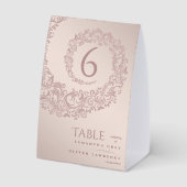 Plaque De Table Elégant Mariage damassé Beige Numéro de table (Verso)