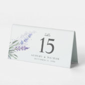 Plaque De Table Élégant Mariage d'aquarelle florale de lavande (Verso)