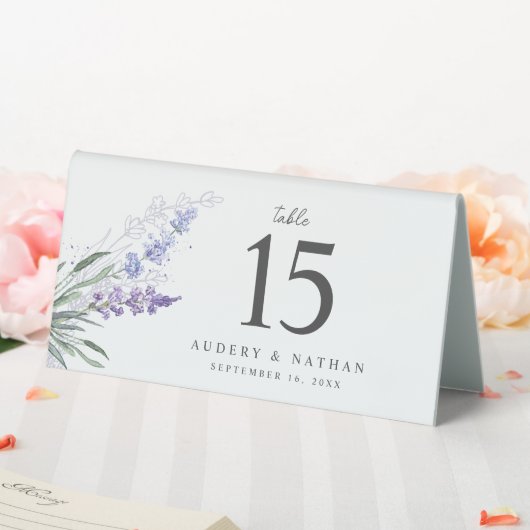 Plaque De Table Élégant Mariage d'aquarelle florale de lavande (In SItu (Mariage))