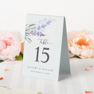 Plaque De Table Élégant Mariage d'aquarelle florale de lavande