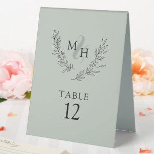 Plaque De Table Élégant Mariage de la couronne de monogramme
