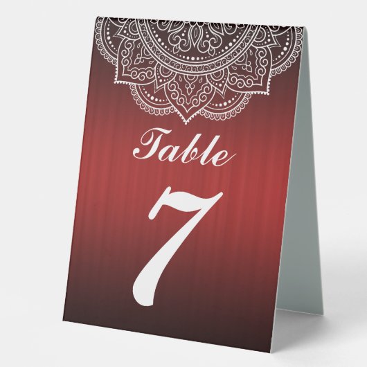 Plaque De Table Élégant Mariage de Paisley indien blanc et rouge p (Recto)