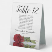 Plaque De Table Élégant Mariage de Rose Rouge Numéro de siège (Verso)