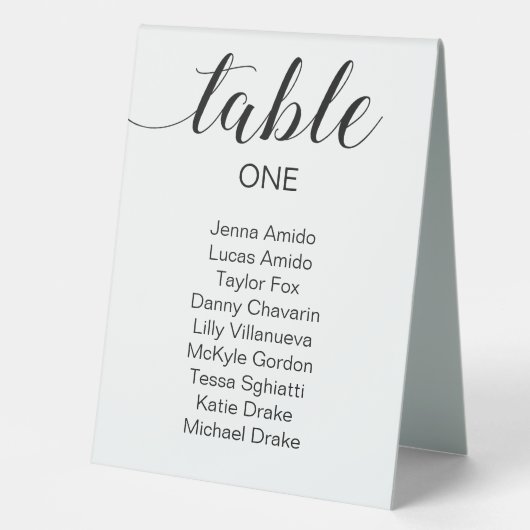 Plaque De Table Élégant Mariage de script noir (Recto)