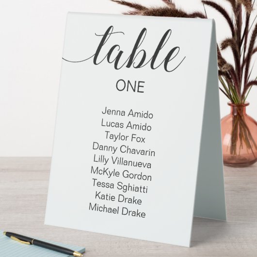 Plaque De Table Élégant Mariage de script noir (En SItu (Tableau))