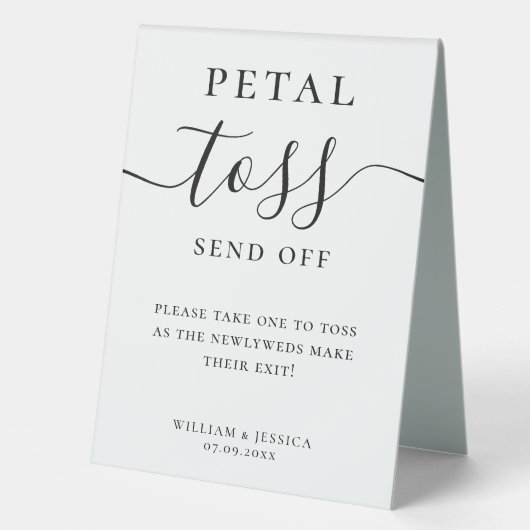 Plaque De Table Élégant Mariage de script toss de pétale (Recto)