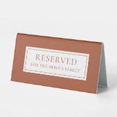 Plaque De Table Élégant Mariage en terre cuite moderne Réservé (Verso)