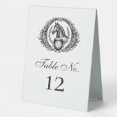 Plaque De Table Élégant Mariage équestre de monogramme de crête (Verso)