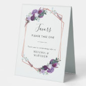 Plaque De Table Élégant Mariage floral violet (Recto)