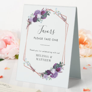 Plaque De Table Élégant Mariage floral violet