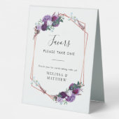 Plaque De Table Élégant Mariage floral violet (Verso)