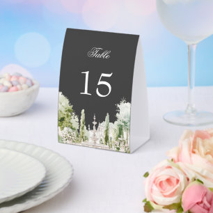 Plaque De Table Élégant mariage manoir jardin aquarelle
