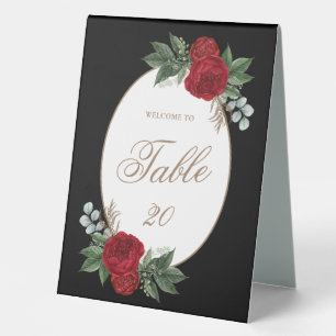 Plaque De Table Élégant Mariage noir et blanc Numéro de table