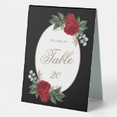 Plaque De Table Élégant Mariage noir et blanc Numéro de table (Verso)