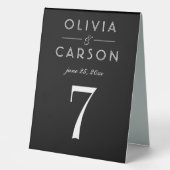 Plaque De Table Élégant Mariage noir Numéro de tableau (Recto)