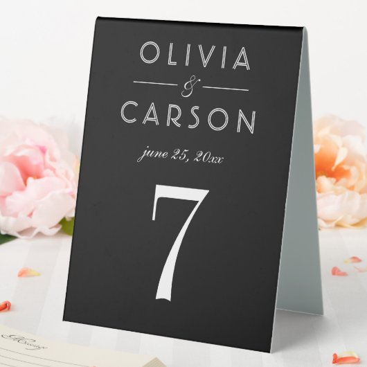 Plaque De Table Élégant Mariage noir Numéro de tableau (In SItu (Mariage))