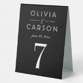 Plaque De Table Élégant Mariage noir Numéro de tableau (Verso)