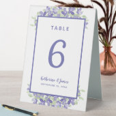 Plaque De Table Elégant Mariage Périwinkle Aquarelle Bleu Floral (En SItu (Tableau))