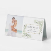 Plaque De Table Élégant Mariage photo de verdure Réservé (Verso)